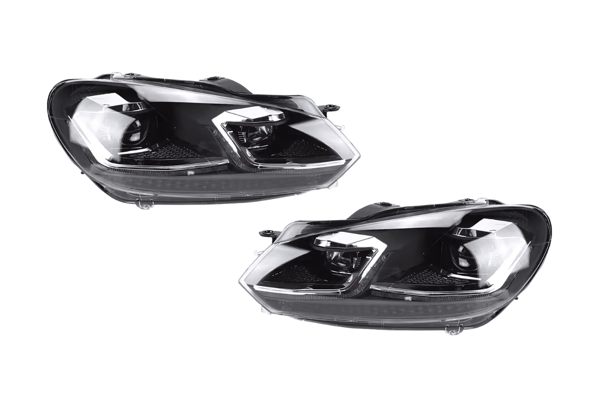 Volkswagen Golf MK6 Red, Silver, and Black Projector with Dynamic Signal LED Headlights (2009 - 2013) - K2 Industries