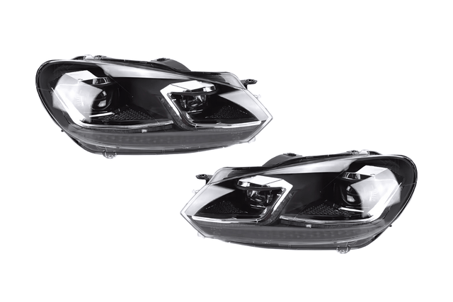 Volkswagen Golf MK6 Red, Silver, and Black Projector with Dynamic Signal LED Headlights (2009 - 2013) - K2 Industries