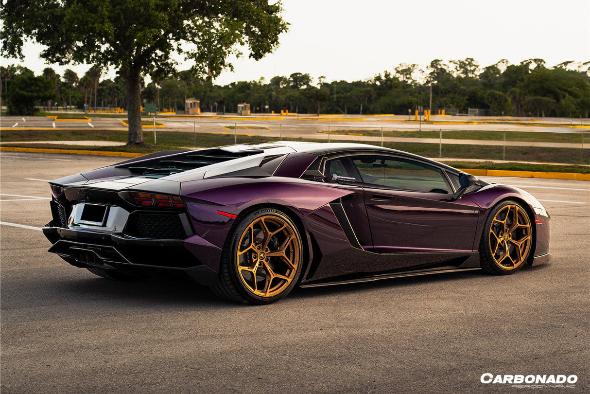 2011-2016 Lamborghini Aventador Style Carbon Fiber Rear Diffuser Lip Carbonado (DM) Fits: LP700 Coupe and Roadster