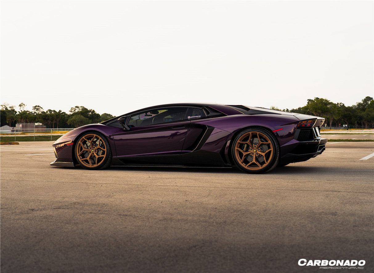 2011-2016 Lamborghini Aventador Style Carbon Fiber Side Skirts Carbonado (DM) Fits: LP700 Coupe and Roadster