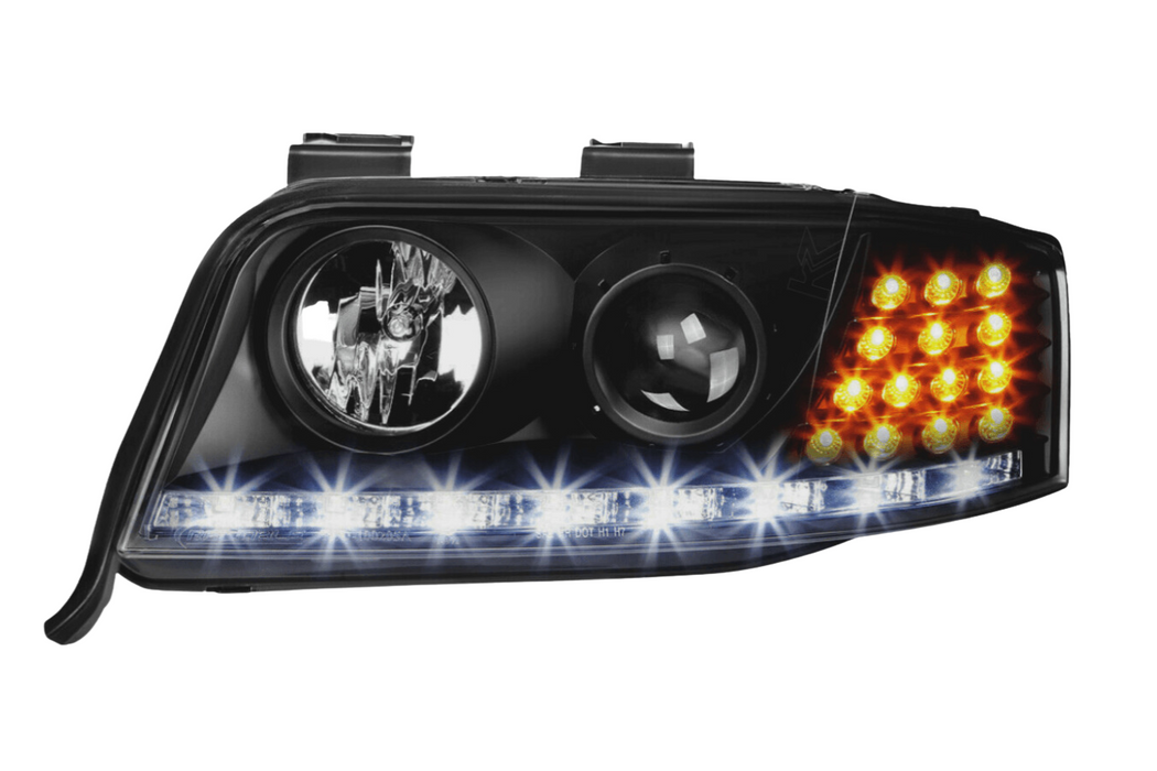 Audi A6 Black DRL Headlights (02-04)