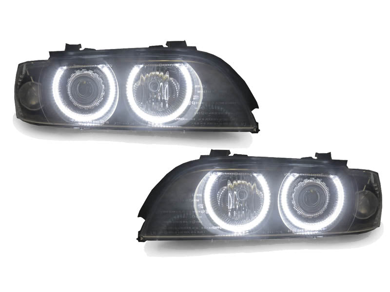 1996-2003 BMW E39 P39 Style Black Headlights with White UHP LED