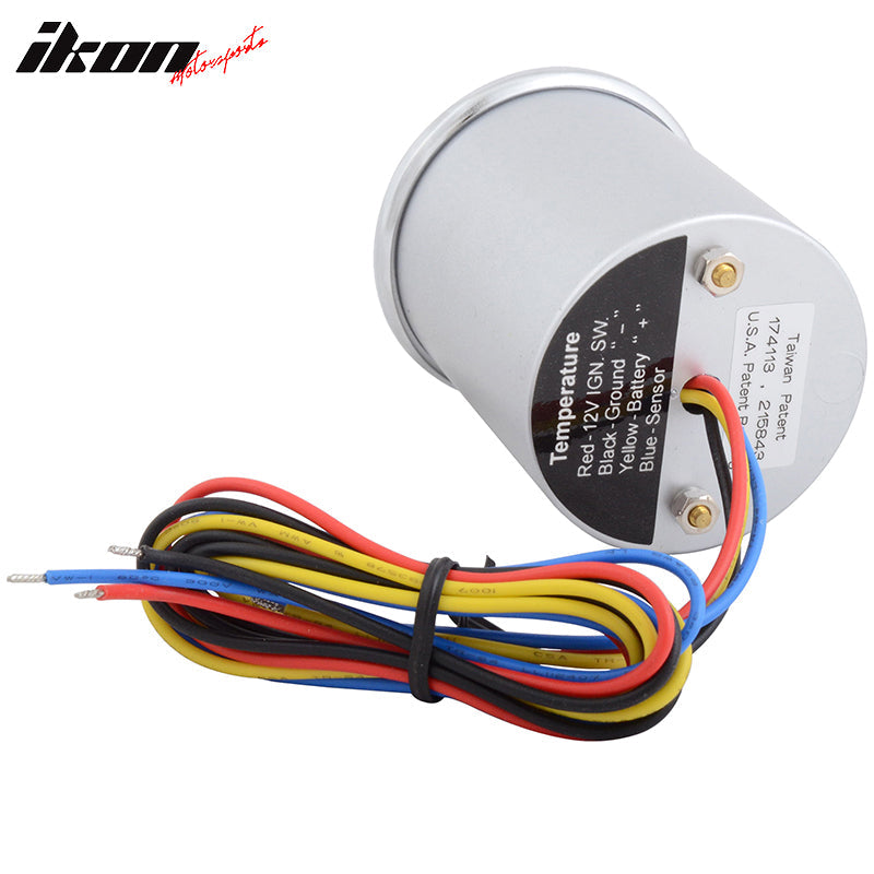 Universal 2" Water Temp Gauge Silver Digital Temperature Car