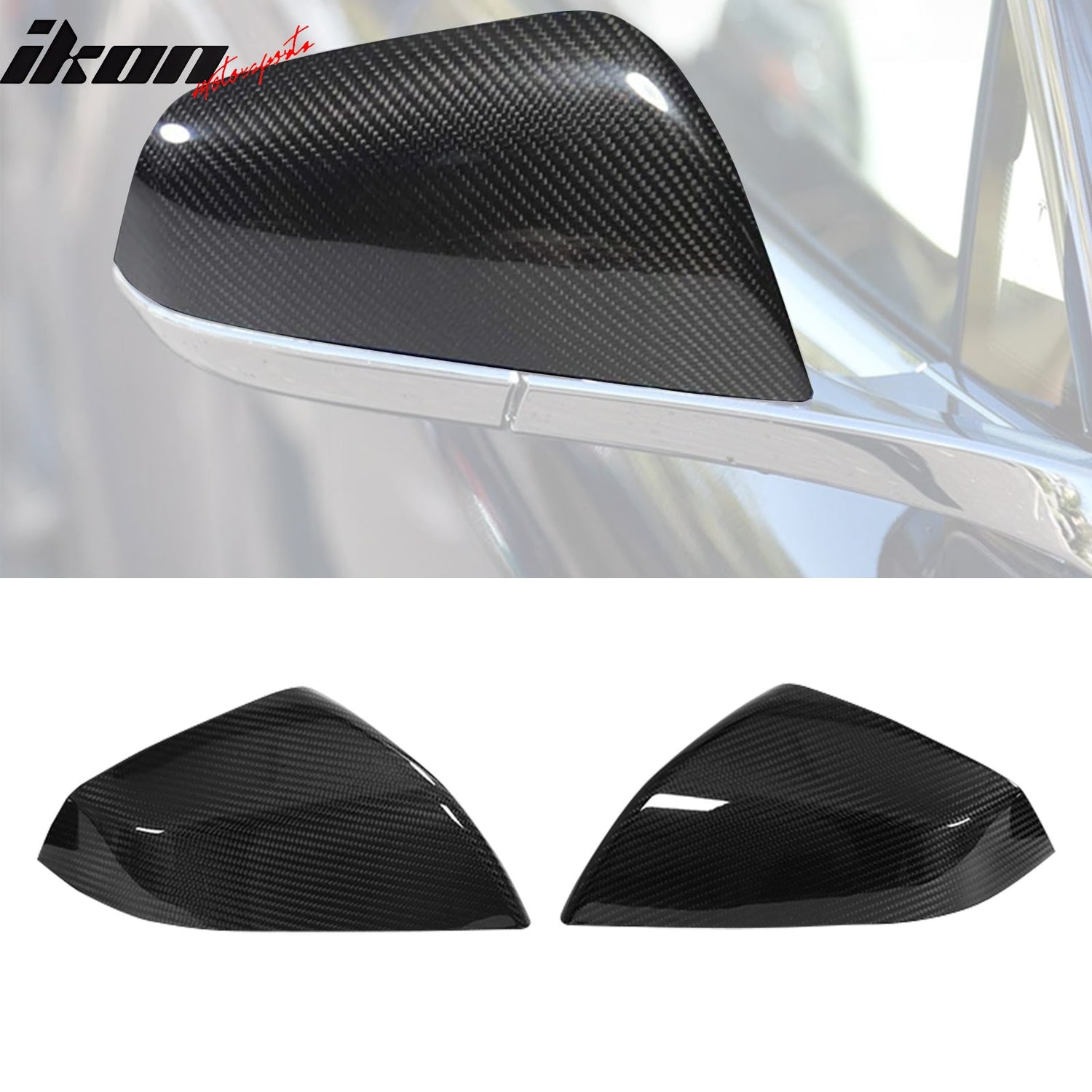2021-2025 Tesla Model S OE Gloss Black Mirror Covers Dry Carbon Fiber