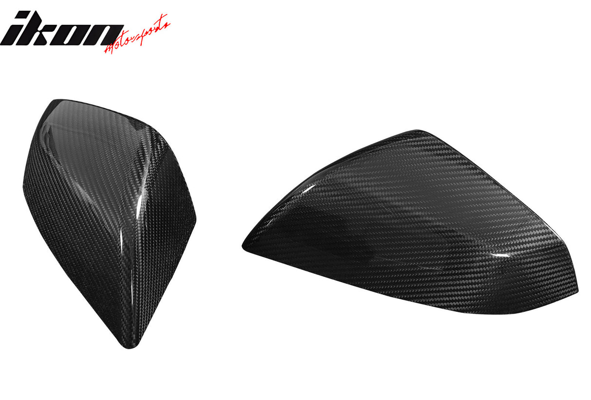 2021-2025 Tesla Model S OE Gloss Black Mirror Covers Dry Carbon Fiber