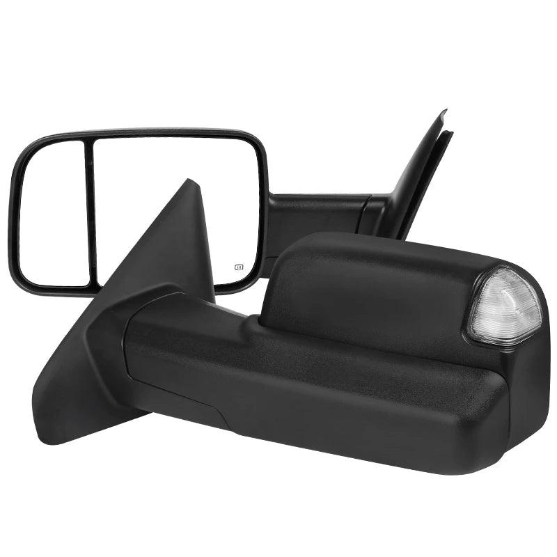 Spec-D Towing Mirrors Dodge Ram (2002-2008) Black / Chrome Power Heated