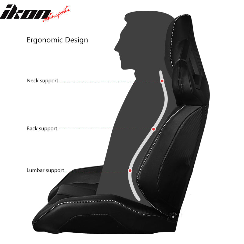Universal Racing Seat Dual Slider PU Carbon Leather