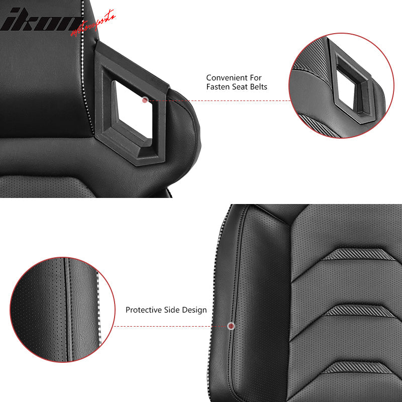 Universal Racing Seat Dual Slider PU Carbon Leather
