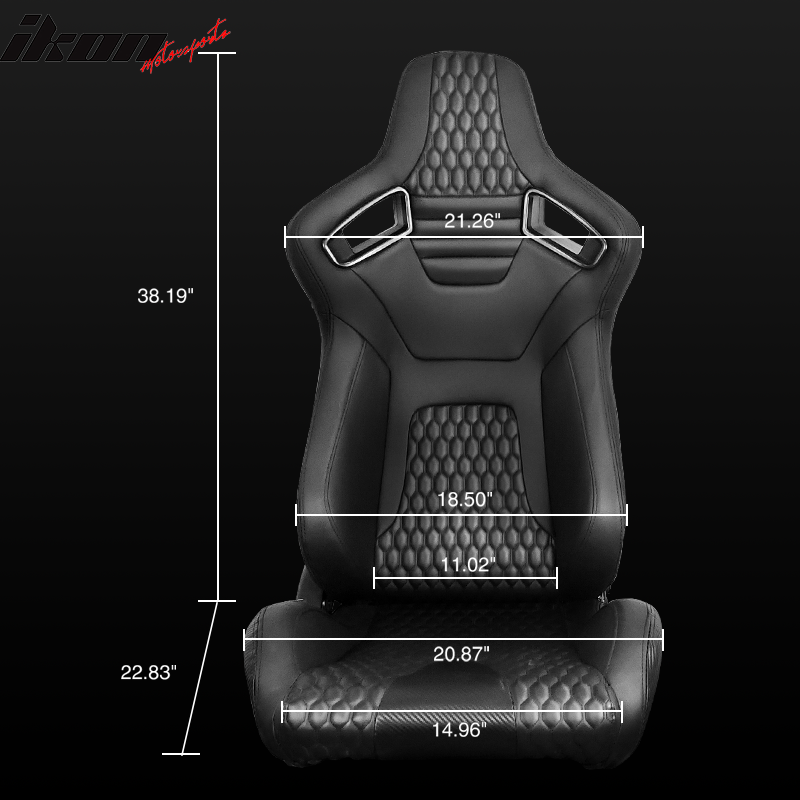Universal Black Racing Seat with Dual Sliders PU Carbon Leather