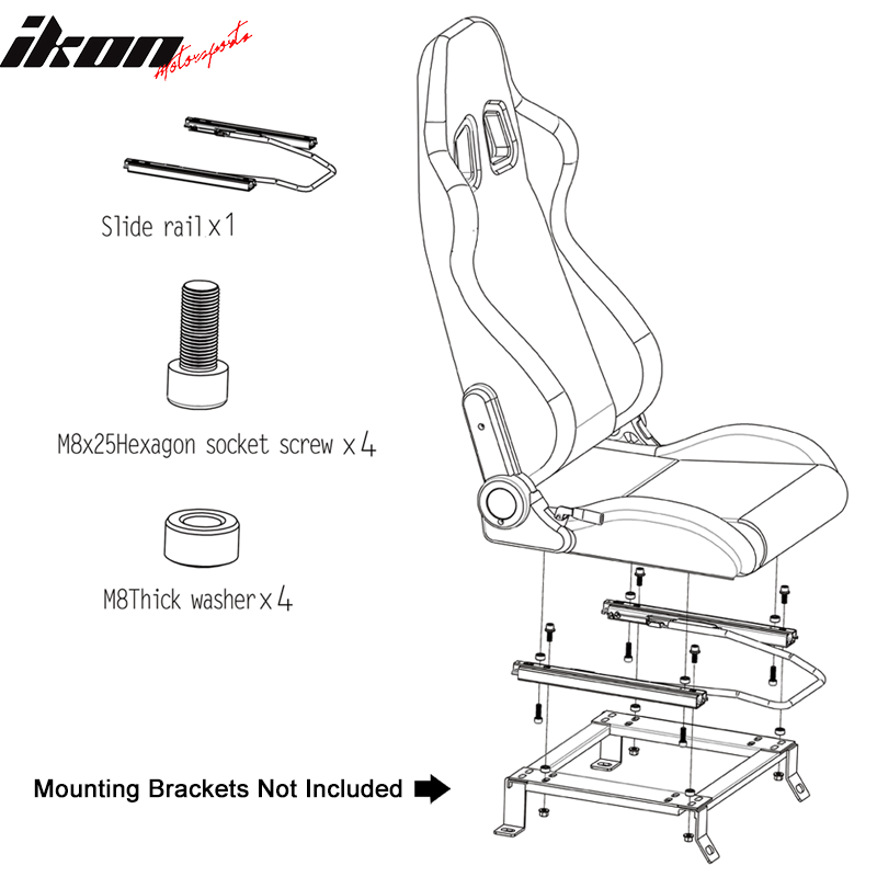 Universal Black Racing Seat with Dual Sliders PU Carbon Leather