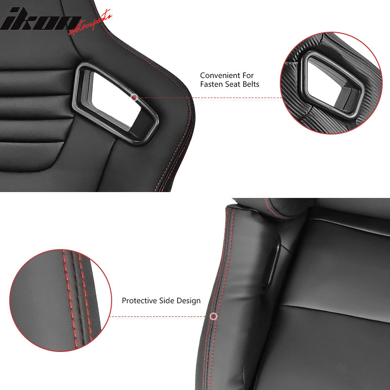 Universal Reclinable Bucket Racing Seat Dual Slider PU Carbon Leather