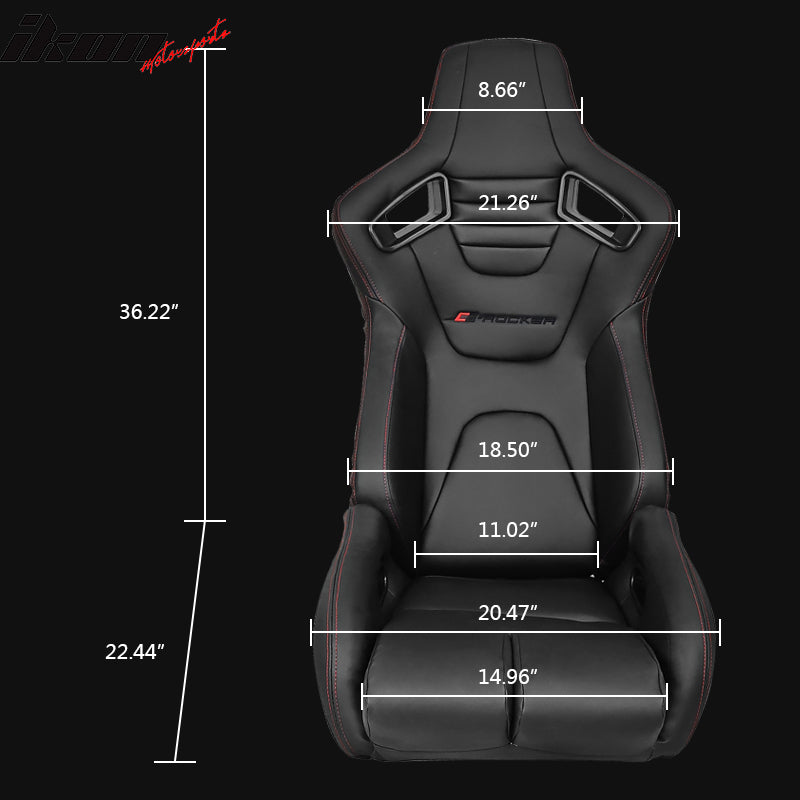 Universal Reclinable Bucket Racing Seat Dual Slider PU Carbon Leather