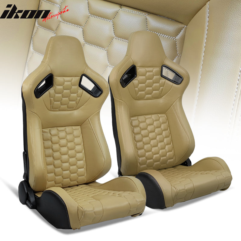 Universal X2 Reclinable Honeycomb Racing Seat + Dual Slider PU Leather