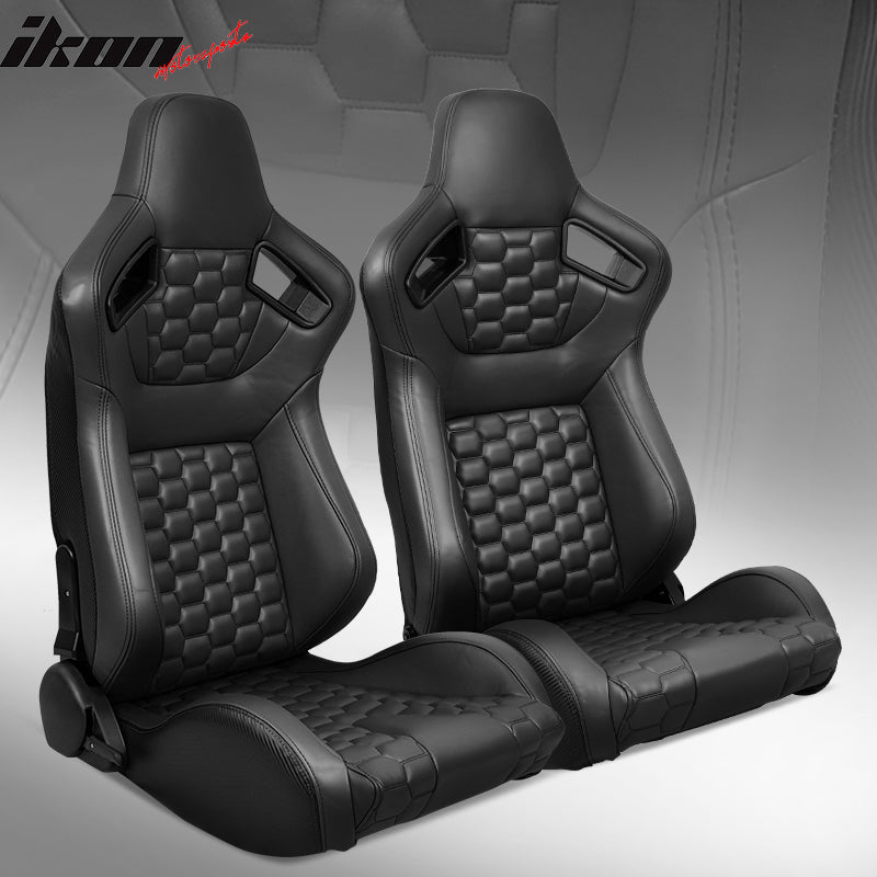 Universal X2 Reclinable Honeycomb Racing Seat + Dual Slider PU Leather