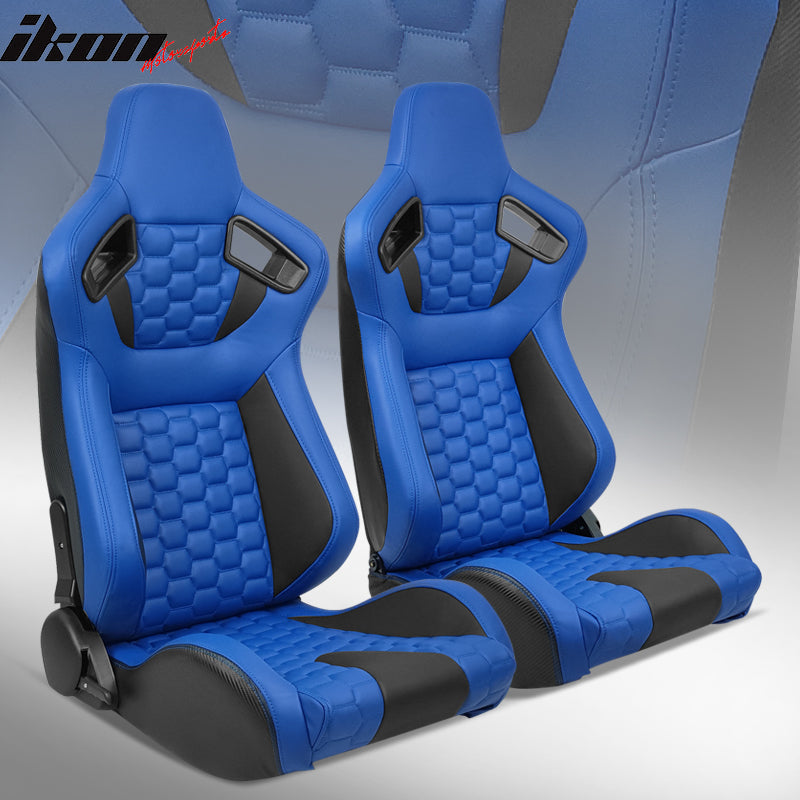 Universal X2 Reclinable Honeycomb Racing Seat + Dual Slider PU Leather