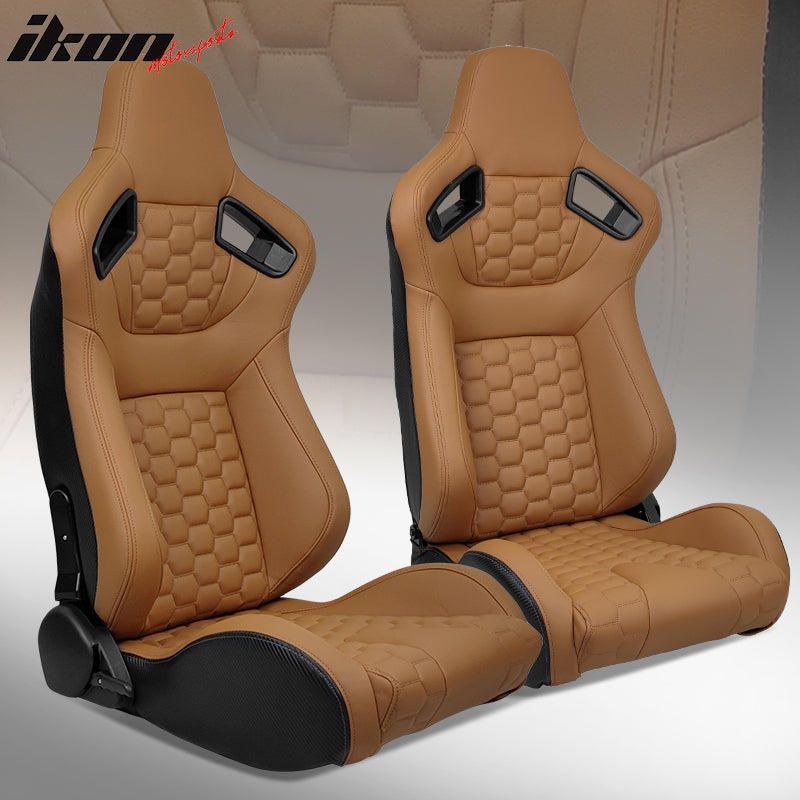 Universal X2 Reclinable Honeycomb Racing Seat + Dual Slider PU Leather