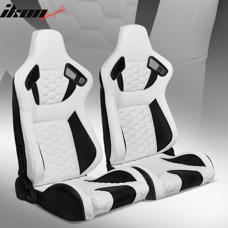 Universal X2 Reclinable Honeycomb Racing Seat + Dual Slider PU Leather