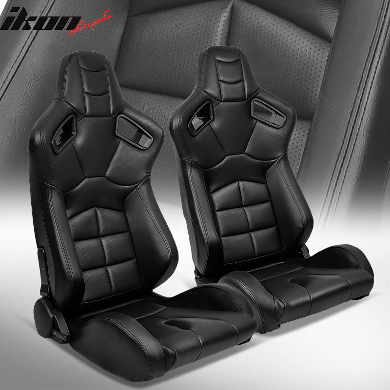 Universal X2 Reclinable Honeycomb Racing Seat + Dual Slider PU Leather