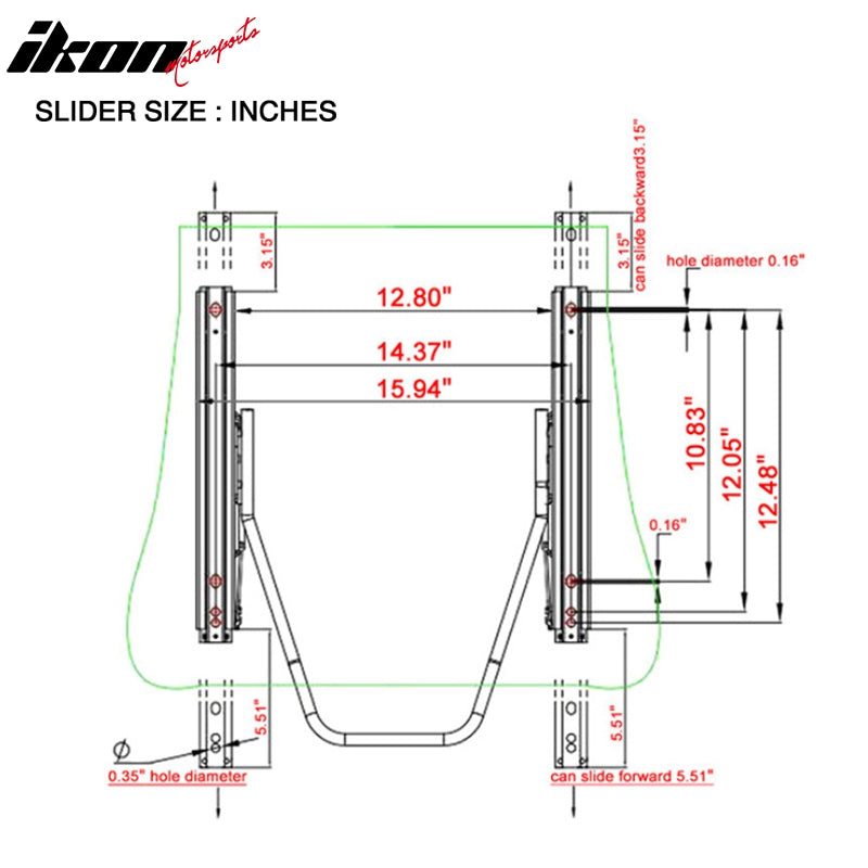 Universal 2x Reclinable Racing Seats Dual Slider Suede PU Carbon Leath