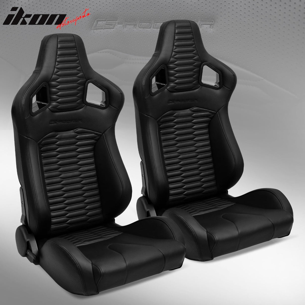Universal X2 Reclinable Honeycomb Racing Seat + Dual Slider PU Leather