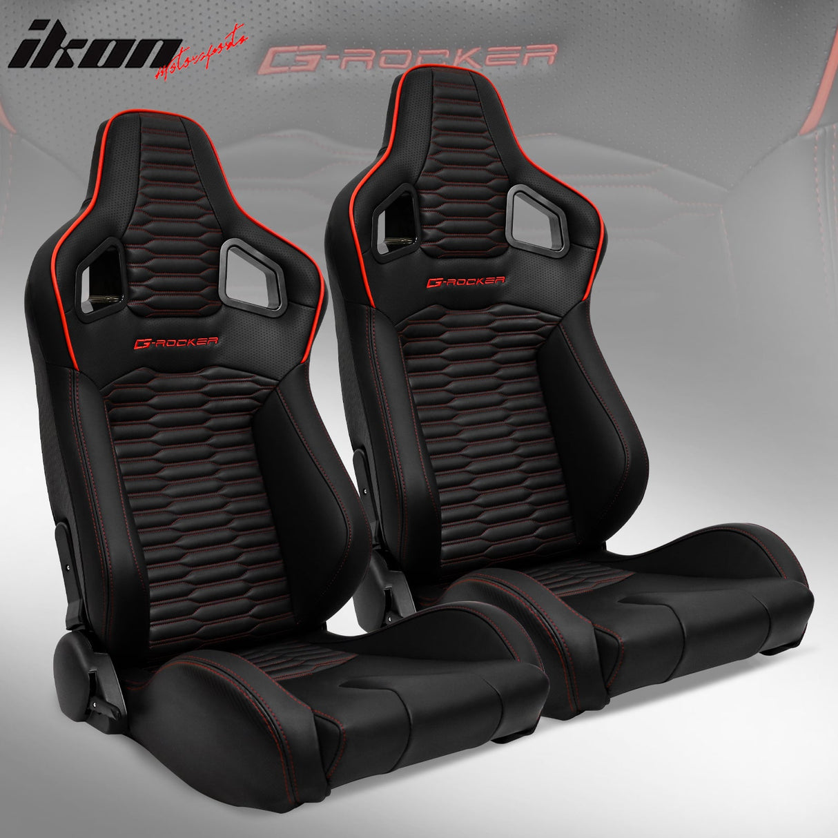 Universal X2 Reclinable Honeycomb Racing Seat + Dual Slider PU Leather
