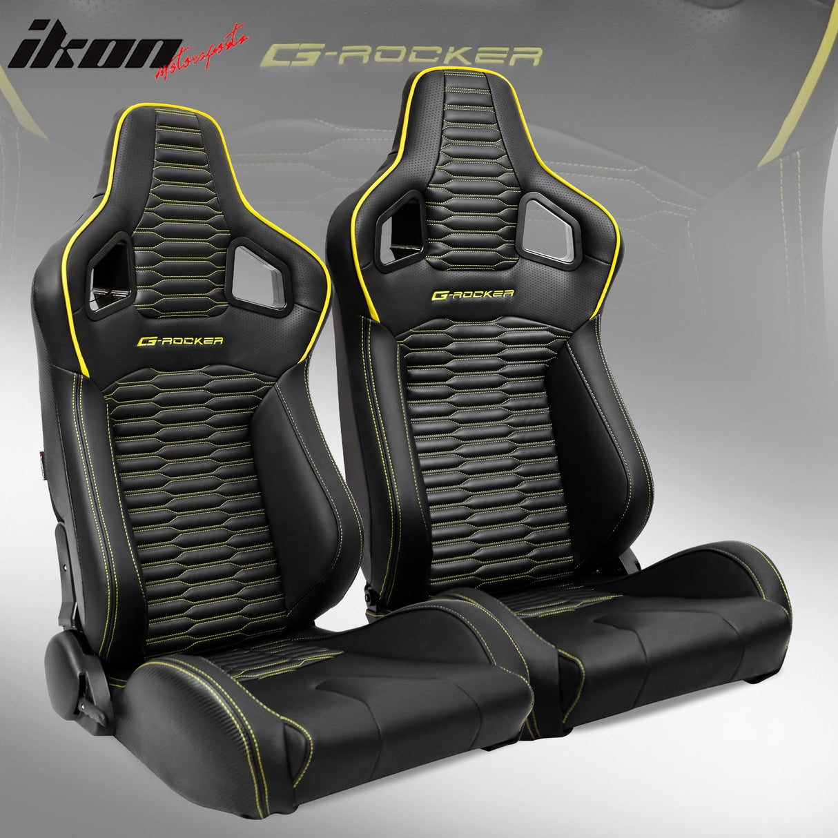 Universal X2 Reclinable Honeycomb Racing Seat + Dual Slider PU Leather
