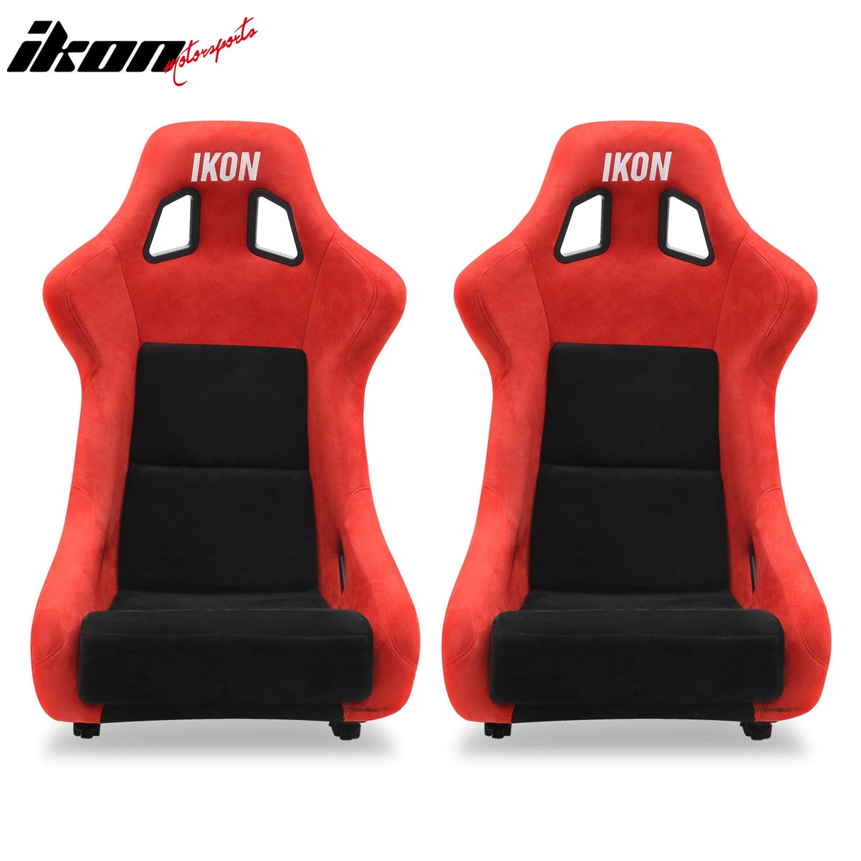 Universal Racing Bucket Seats Slider Suede Left+ Right Black Red