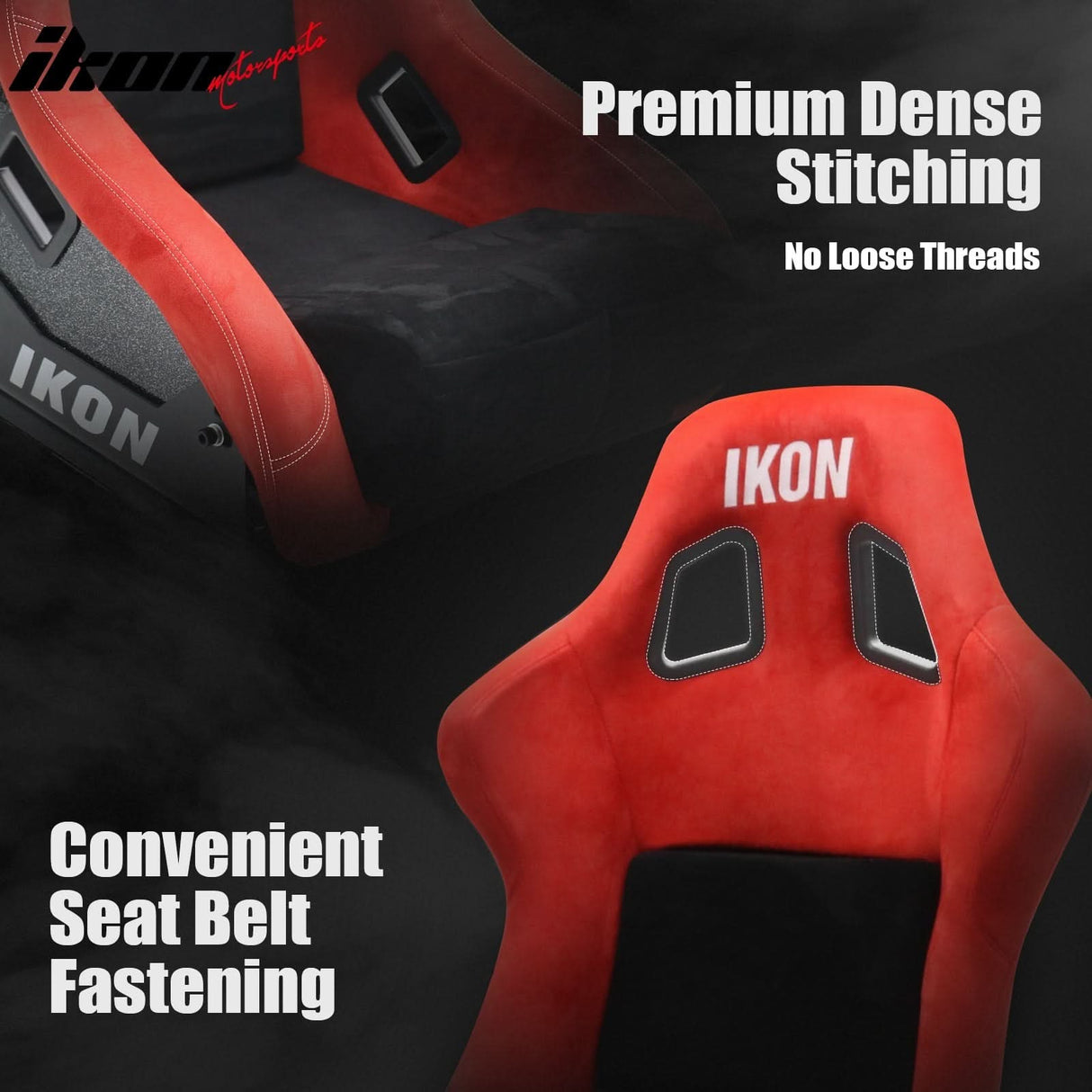 Universal Racing Bucket Seats W/ 4 Point 3" Belt Harness Black