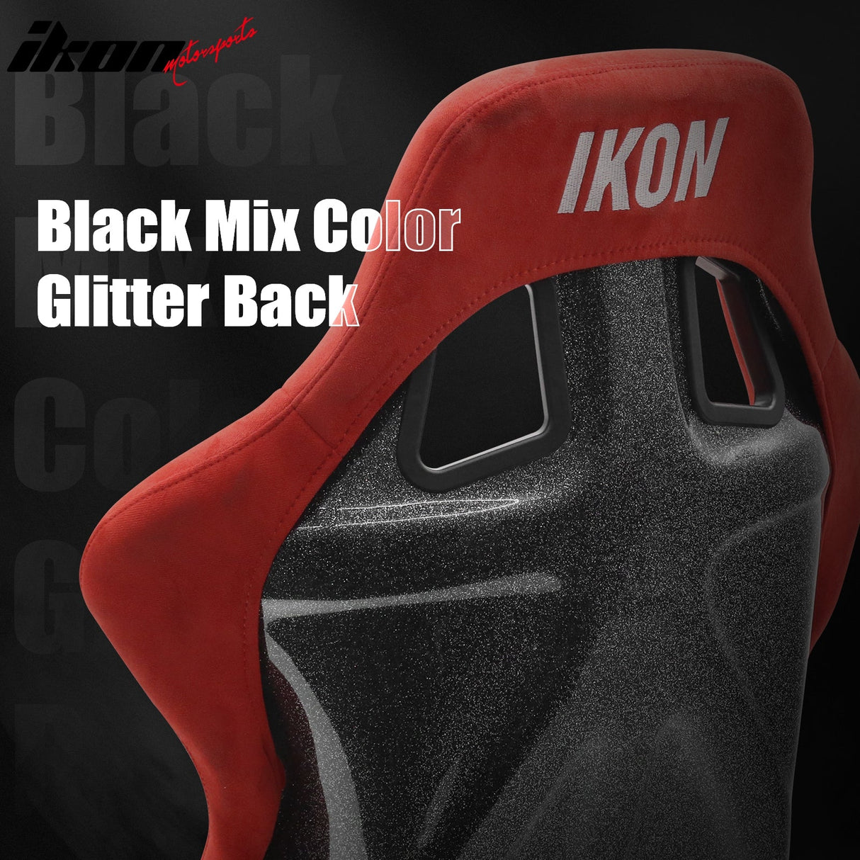 Universal Racing Bucket Seats Slider Suede Left+ Right Black Red