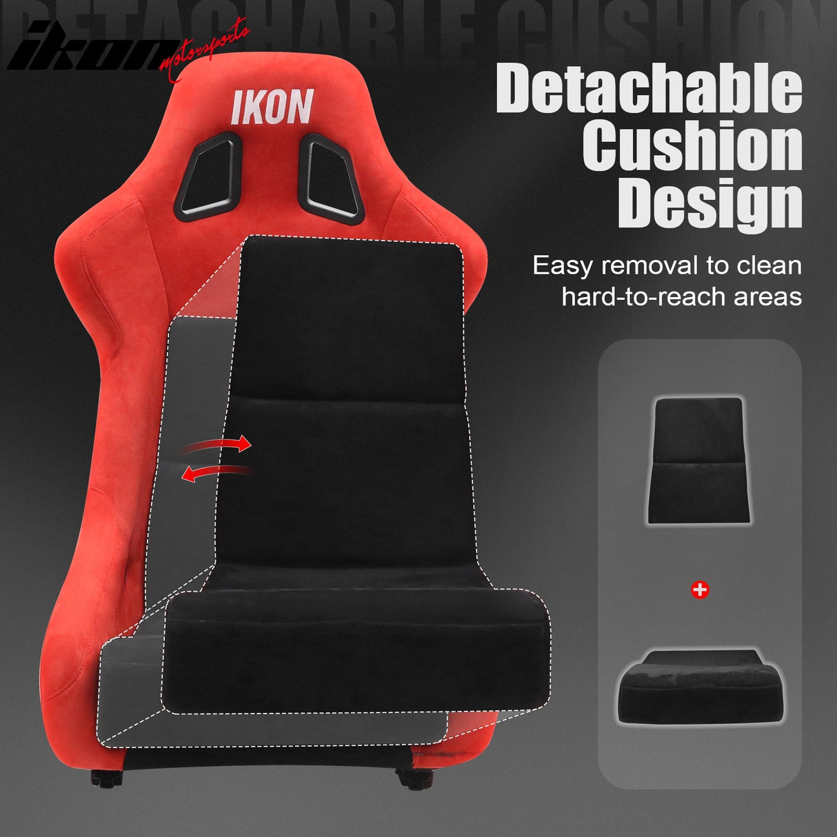 Universal Racing Bucket Seats Slider Suede Left+ Right Black Red