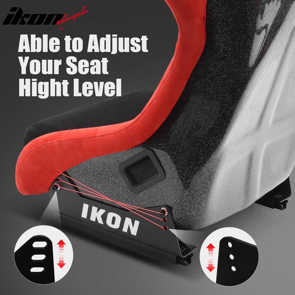 Universal Racing Bucket Seats Slider Suede Left+ Right Black Red