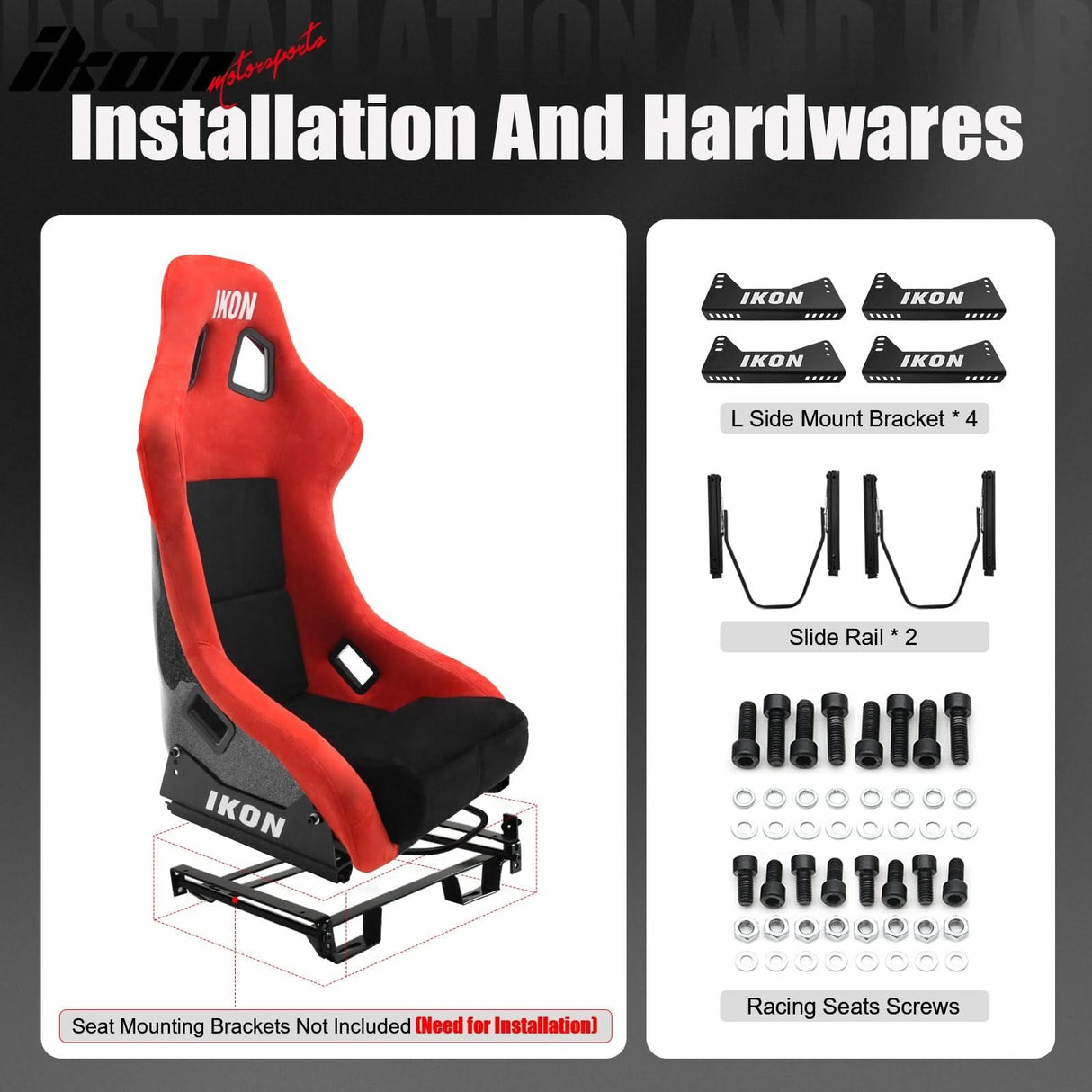 Universal Racing Bucket Seats W/ 4 Point 2" Belt Harness Black