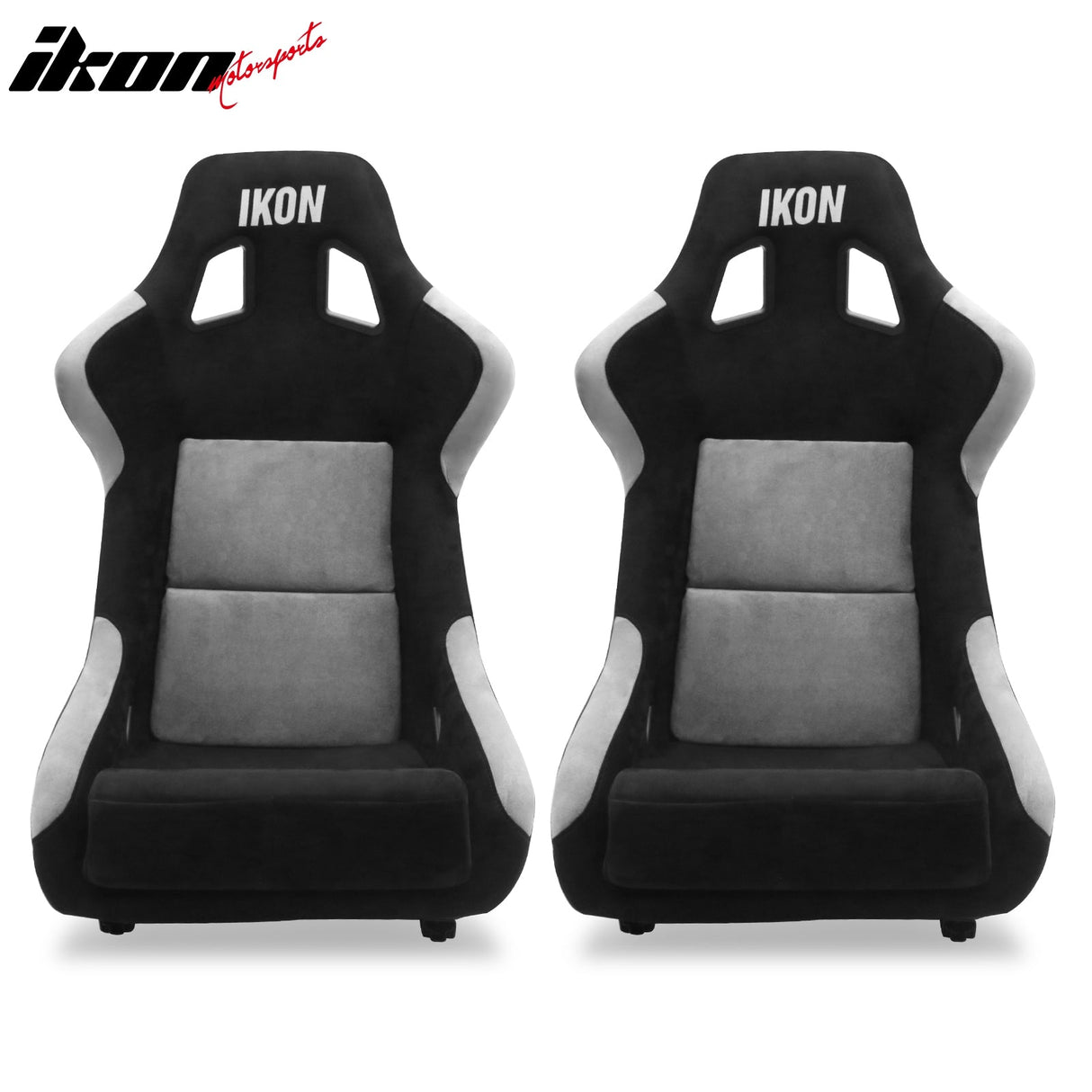 Universal Racing Bucket Seats Slider Suede Left+ Right Silver Black