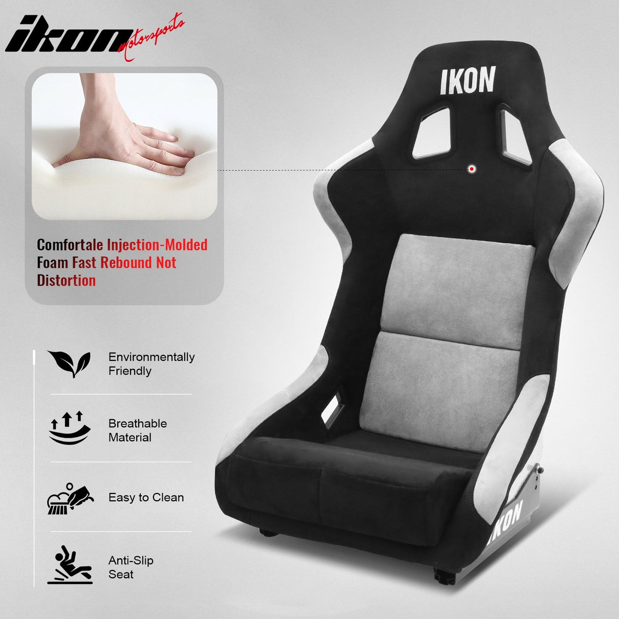 Universal Racing Bucket Seats W/ 4 Point 3" Belt Harness Black