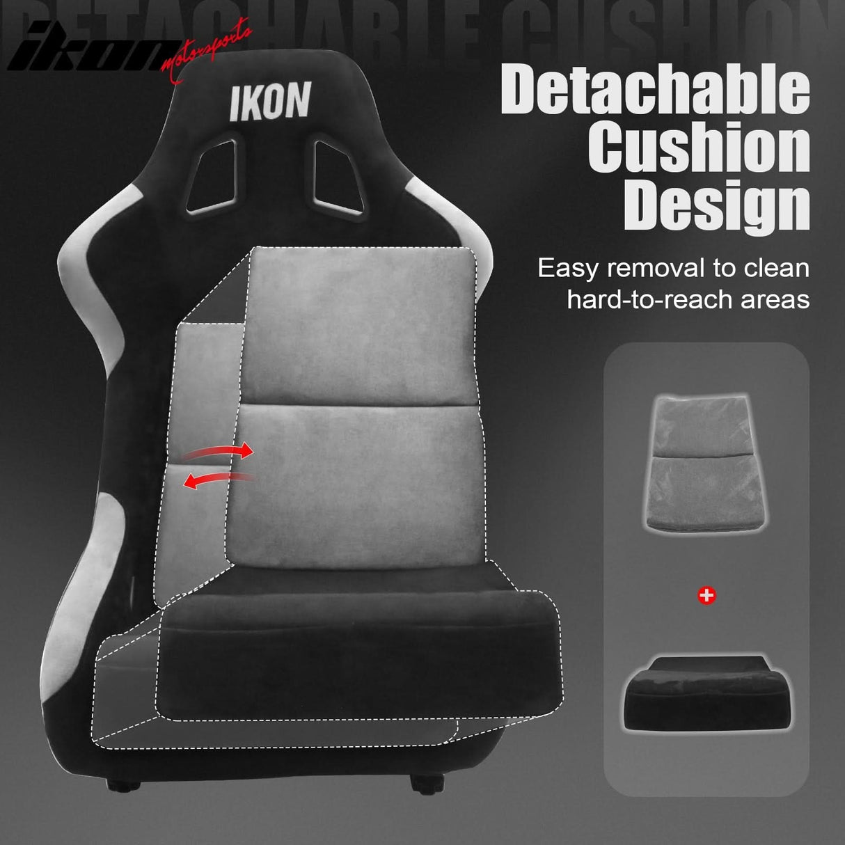 Universal Racing Bucket Seats Slider Suede Left+ Right Silver Black