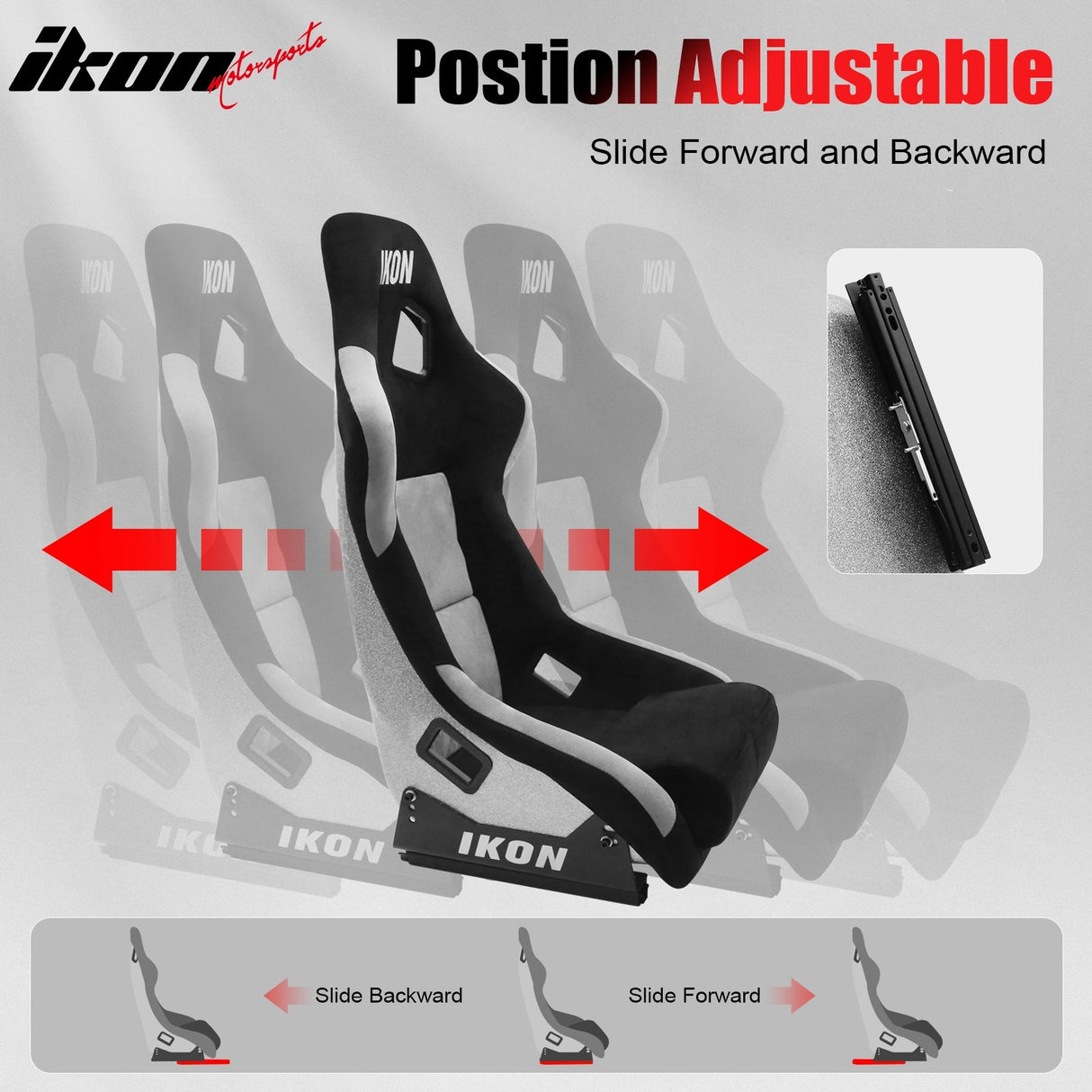 Universal Racing Bucket Seats W/ Slider 4 Point 2" Belt Harness Red