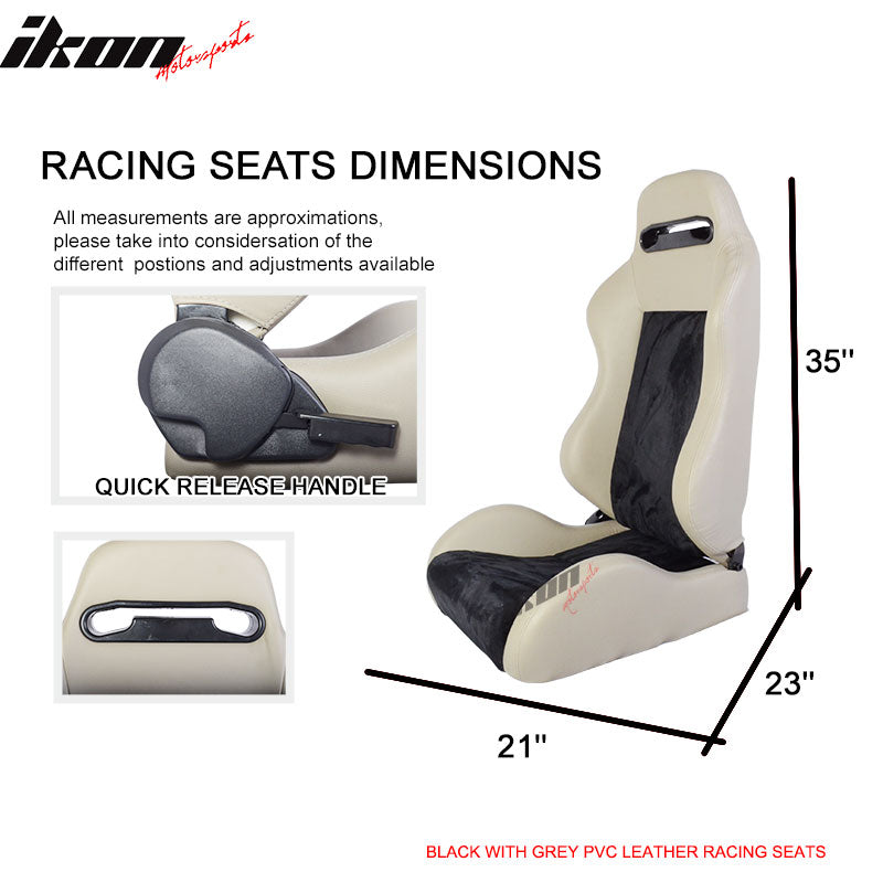 One Pair of Racing Seats Black Gray w/ Slider