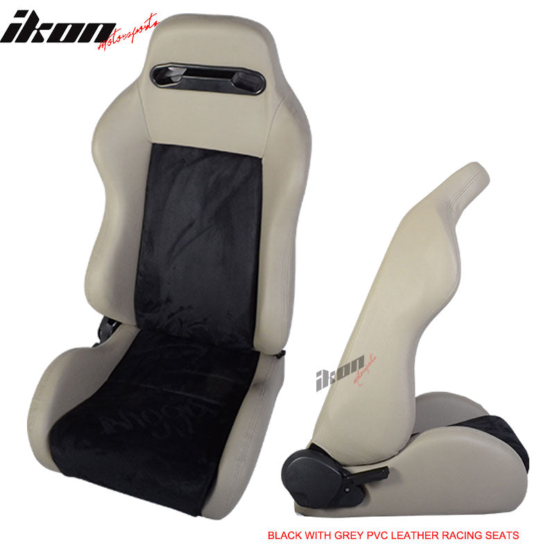 One Pair of Racing Seats Black Gray w/ Slider