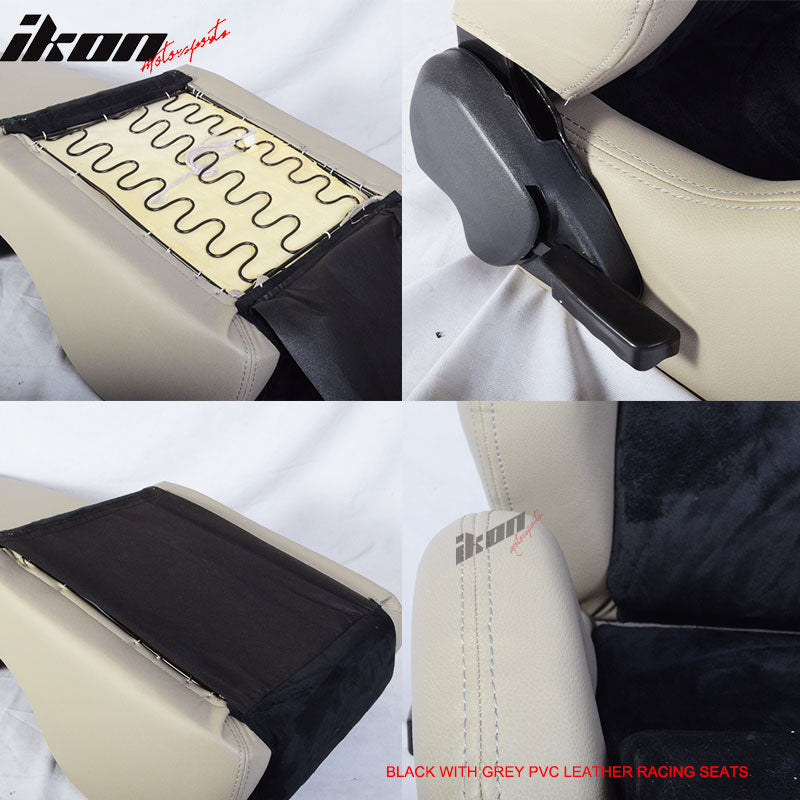 One Pair of Racing Seats Black Gray w/ Slider