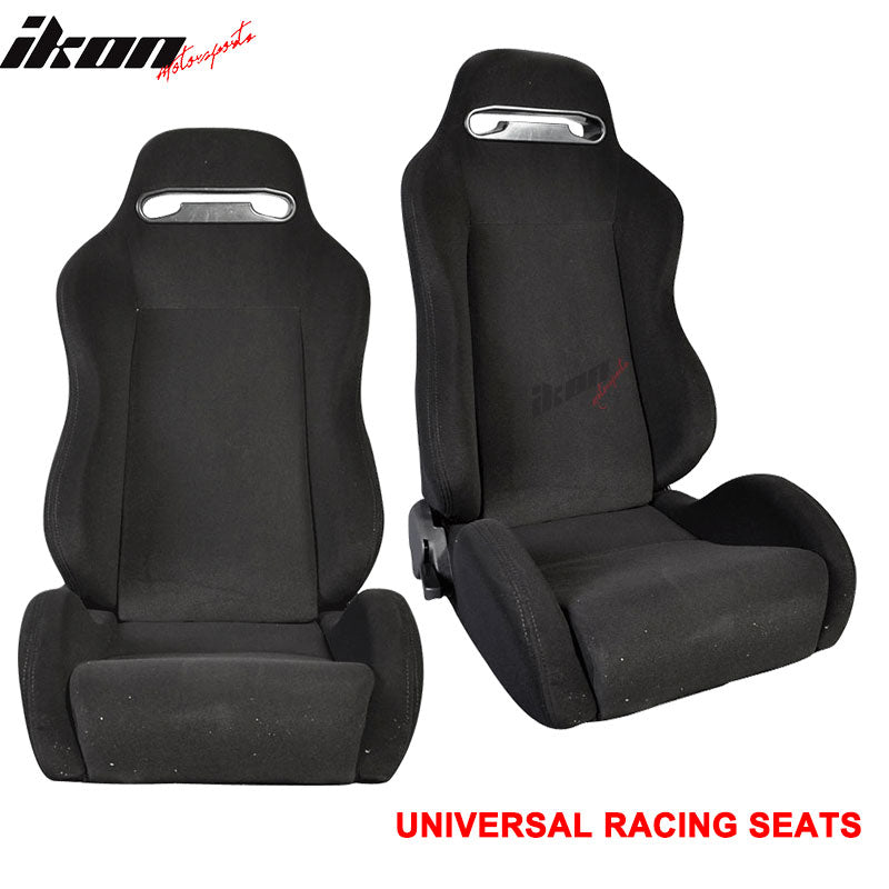 Universal Rco Cloth All Black Racing Seats(Pair)