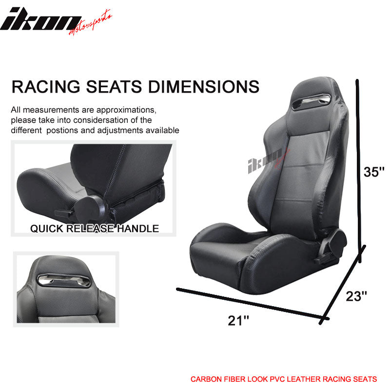 Universal Pair Of Racing Seats CF Print PVC Leather