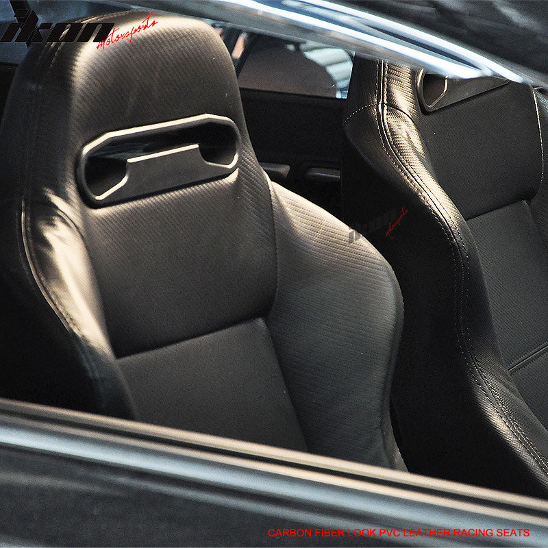 Universal Pair Of Racing Seats CF Print PVC Leather