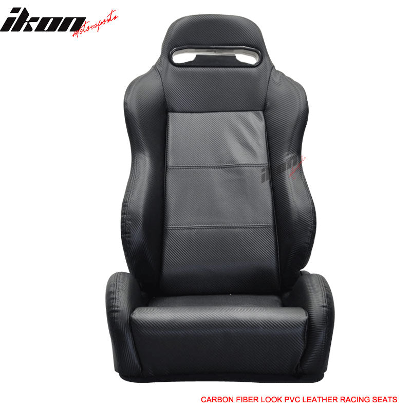 Universal Pair Of Racing Seats CF Print PVC Leather