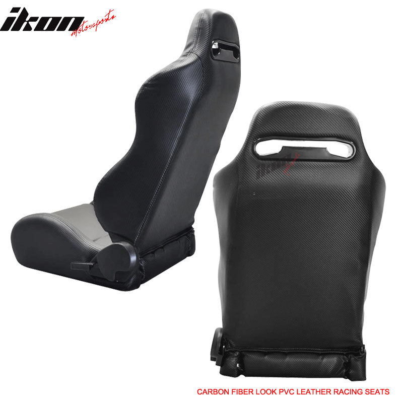 Universal Pair Of Racing Seats CF Print PVC Leather