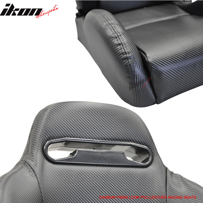 Universal Pair Of Racing Seats CF Print PVC Leather