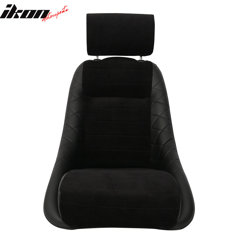 Classic Bucket Single Black Seat With Sliders Suede Faux Leather PU