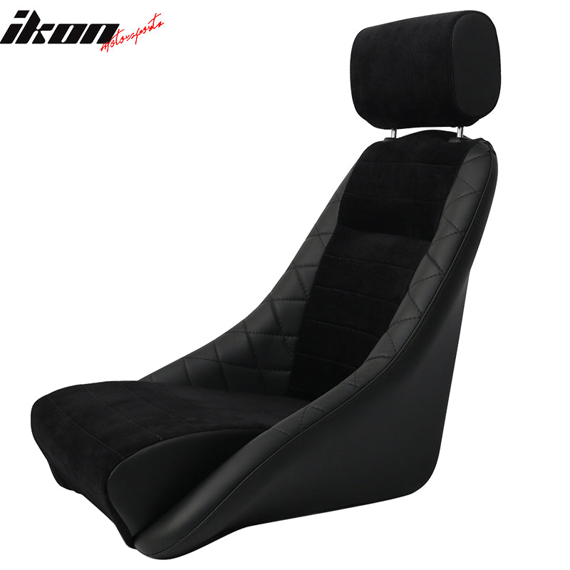 Classic Bucket Single Black Seat With Sliders Suede Faux Leather PU