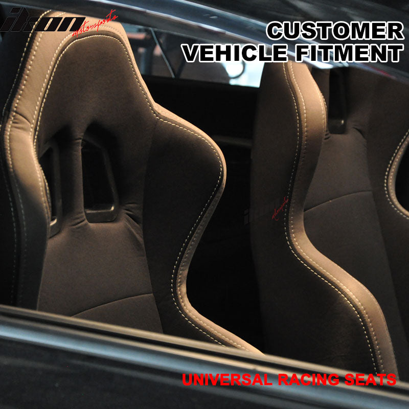 Universal JDM Style Black Gunmetal Racing Seats Cloth