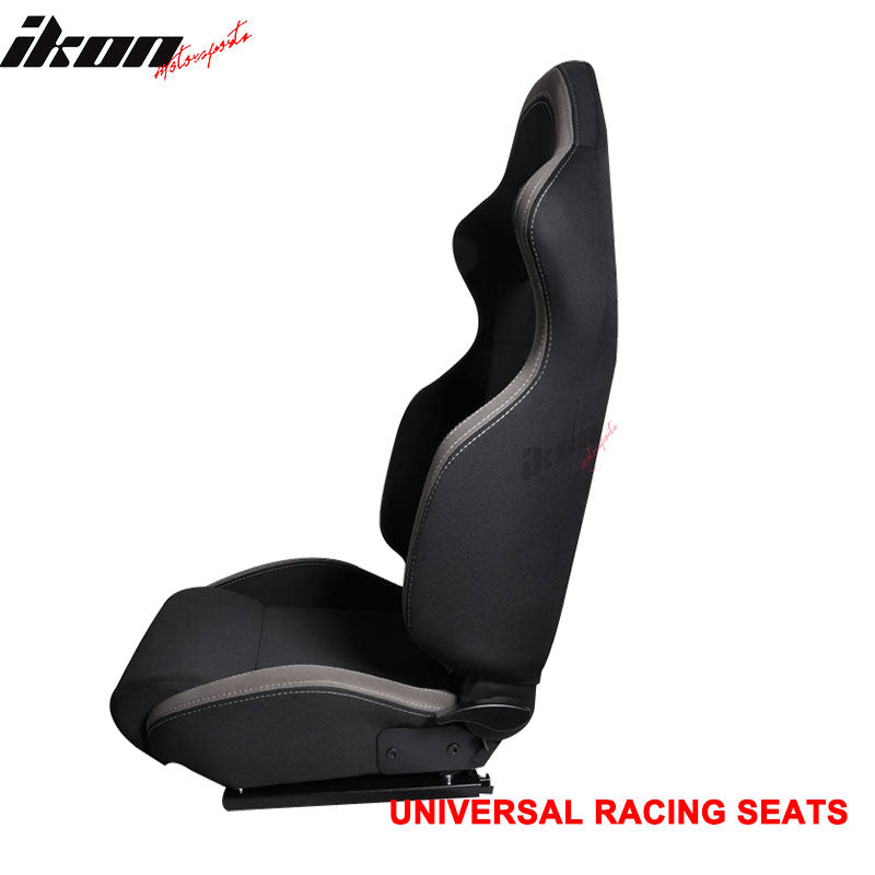 Universal JDM Style Black Gunmetal Racing Seats Cloth