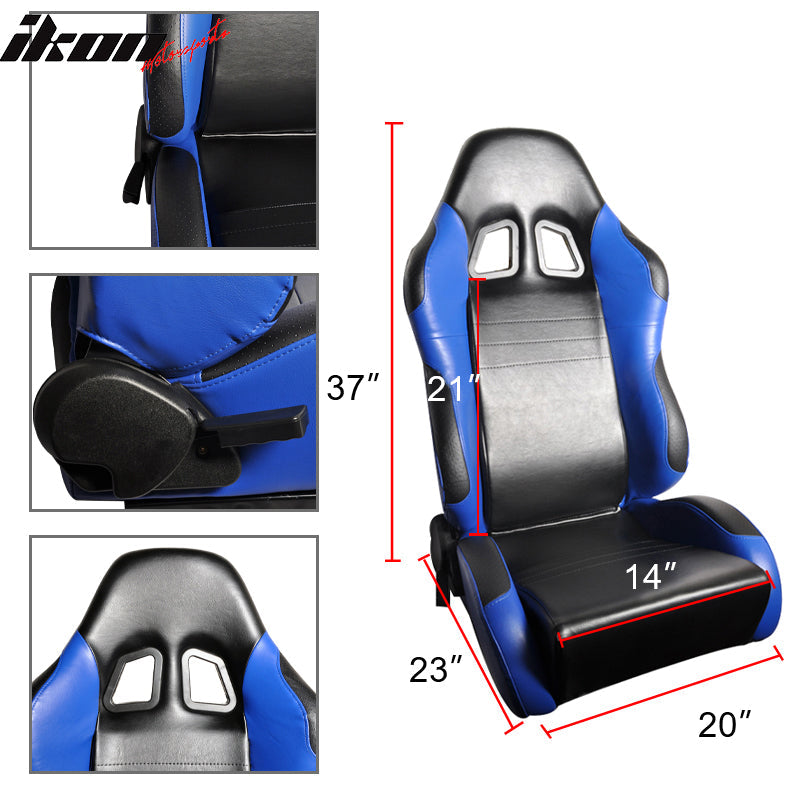 Universal Black Blue PVC Leather Passenger Side Racing Seats Slider